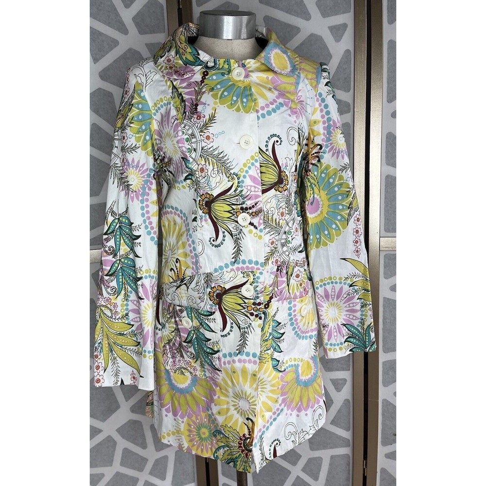 Nolita Vtg Y2k Spring Lightweight Jacket Cotton Blend Long Floral L Stretch